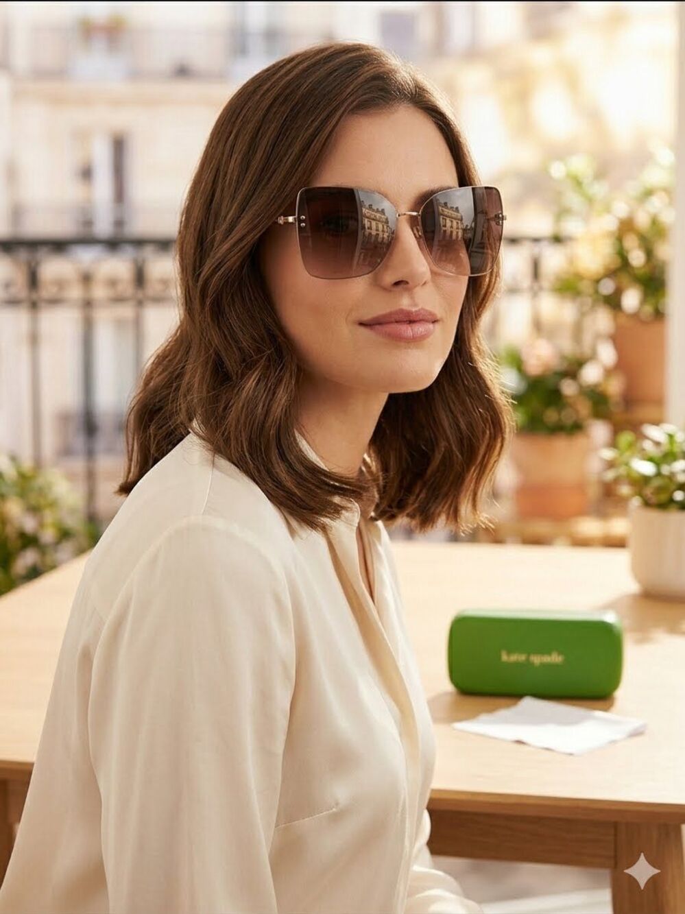 Kate Spade Ariella Butterfly Sunglasses Rimless Frame Gradient Lens Oversized